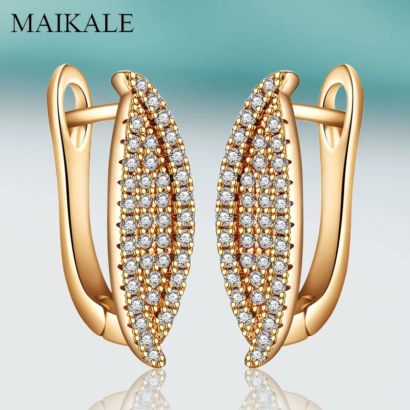 MAIKALE, трендовые геометрические серьги-гвоздики, покрытые кубическим цирконием, позолоченные, серебряные, нестандартные маленькие серьги для женщин, ювелирное изделие