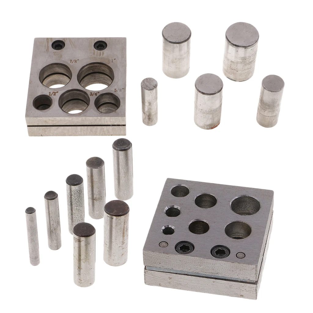 

5 Holes& 7 Holes 6mm - 25mm Size Disc Cutter Set with Round Metal Punches & Cutter Block for Jewelry Making Design Hand Tools