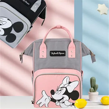 

Disney Minnie Mickey Mummy Bags Baby Diaper Bag Mommy Stroller Bags Multifunctional Backpack Babg Bottle Pack Baby Car Pack New
