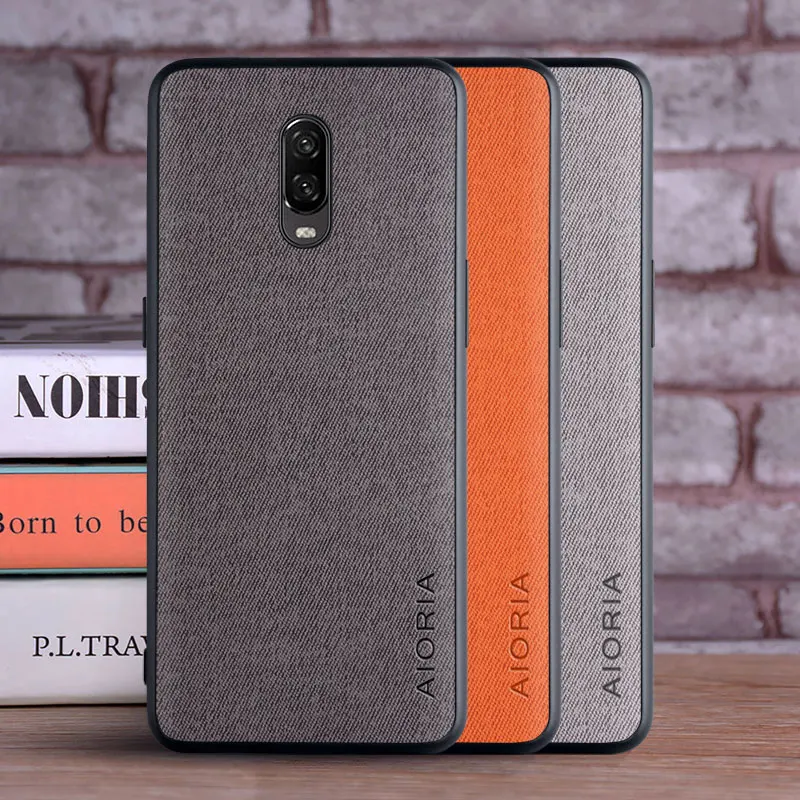 Custodia Per Oneplus 6T 6 Coque Lusso Pelle Tessile Pelle Morbida Tpu Custodia Rigida Per Telefono Per Oneplus 6T Custodia Funda