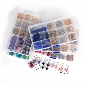 

1Box Beads Kit Sets Tassel Pendant Charms Earring Hooks Clasps Jump Ring For DIY Pompom Earring Jewelry Making Handmade Supplies