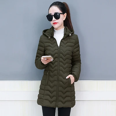 Army green Плюс Размер 6XL стеганая куртка зимняя парка Женская куртка с капюшоном зимняя куртка женская парка теплая хлопковая зимняя куртка женская длинная парка - Цвет: Army green