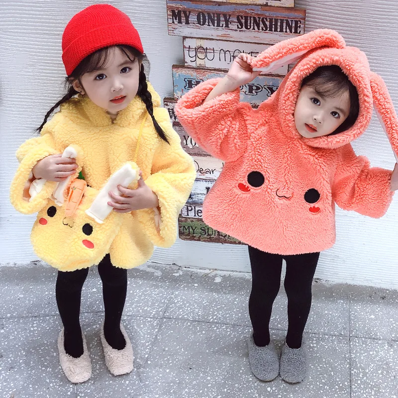 

1 3 5 7 Year Old Lovely Children's Sweater Baby Girls Autumn and Winter Blouses Cartoon Long-sleeve Blouses Thick Warm Clothes