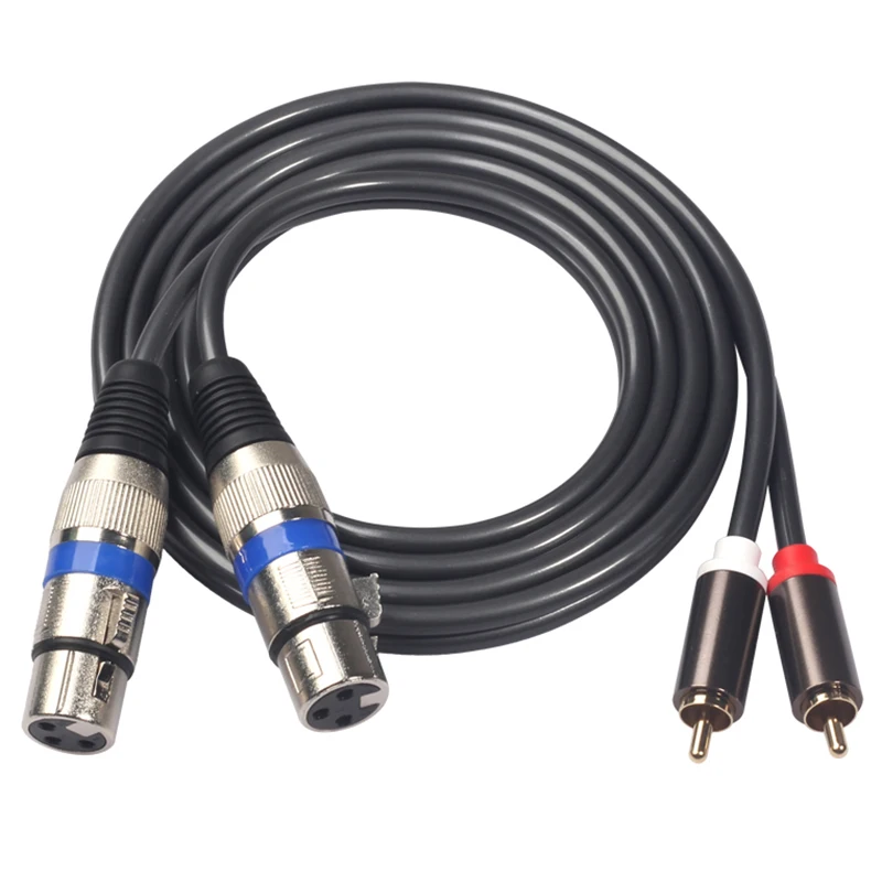 Hifi аудио кабель 2 Rca штекер Xlr 3 Pin Женский микшерный пульт усилитель двойной Xlr Двойной Rca Shileded кабель 1,5 м