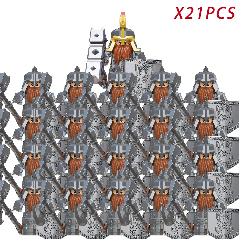 Medieval Fantasy Dwarf Warrior Leader Building Blocks Set