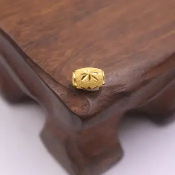 

New Pure 24K 3D Yellow Gold Bead 8x4mm Engraving Bead 0.33g Each