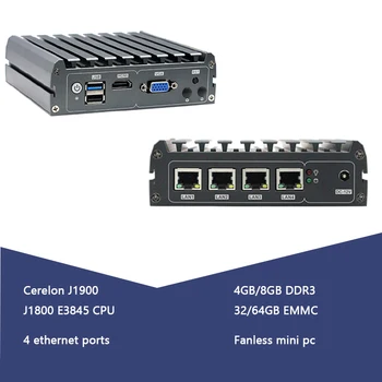 

Cheap fanless Cerelon J1900 J1800 mini server computer pfsense firewall 4G DDR3 + 32/64GB EMMC linux 4 ethernet ports mini pc