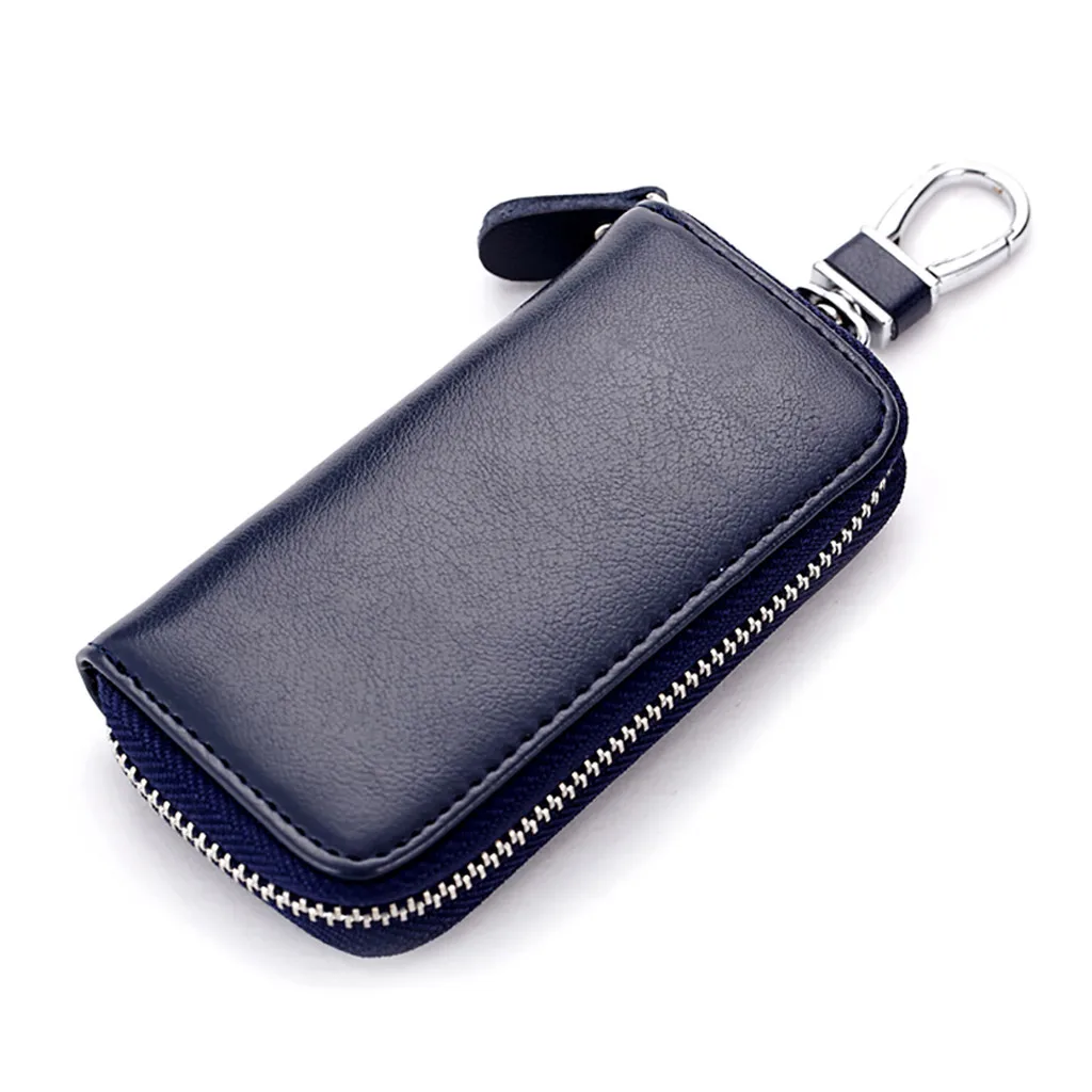 New Arrival Men Genuine PU Bag Coin Purse Double Zipper Key Wallets Fashion Women Housekeeper Card Key Holders#T1