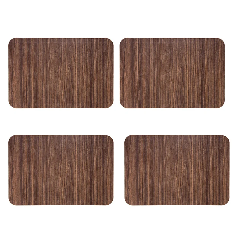 coffee Botique-4Pcs коврик из искусственной кожи с имитацией древесины, водонепроницаемые Нескользящие Коврики для стола, изолированные подставки для дома, свадебные украшения Dinne - Цвет: coffee
