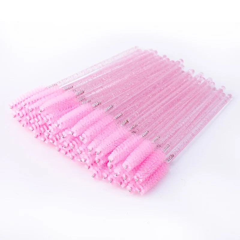 25pcs Pink Zwellbe одноразовый Кристалл щеточку для ресниц расческа 25/50 шт в наборе, удлинение ресниц тушь для ресниц палочки для макияжа Профессиональные косметические инструменты - Цвет: 25pcs Pink