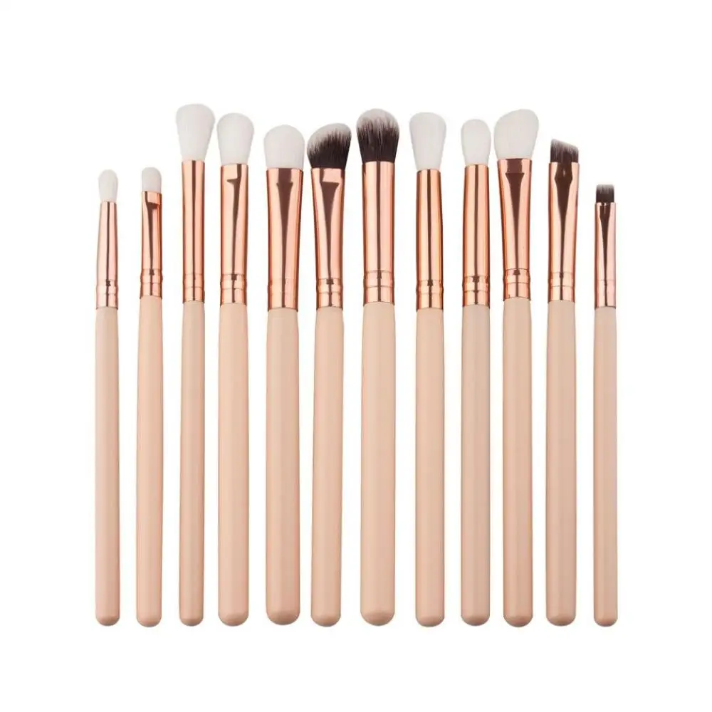 

12Pcs/set Professional Eyeshadow Brush Set Wood Handle Eyeshadow Eyeliner Blending Brush Face Cosmetic Tools Make Up 2 Colors