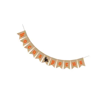 

Halloween Party Decoration Supplies hocus pocus Letter Linen Swallowtail Banner