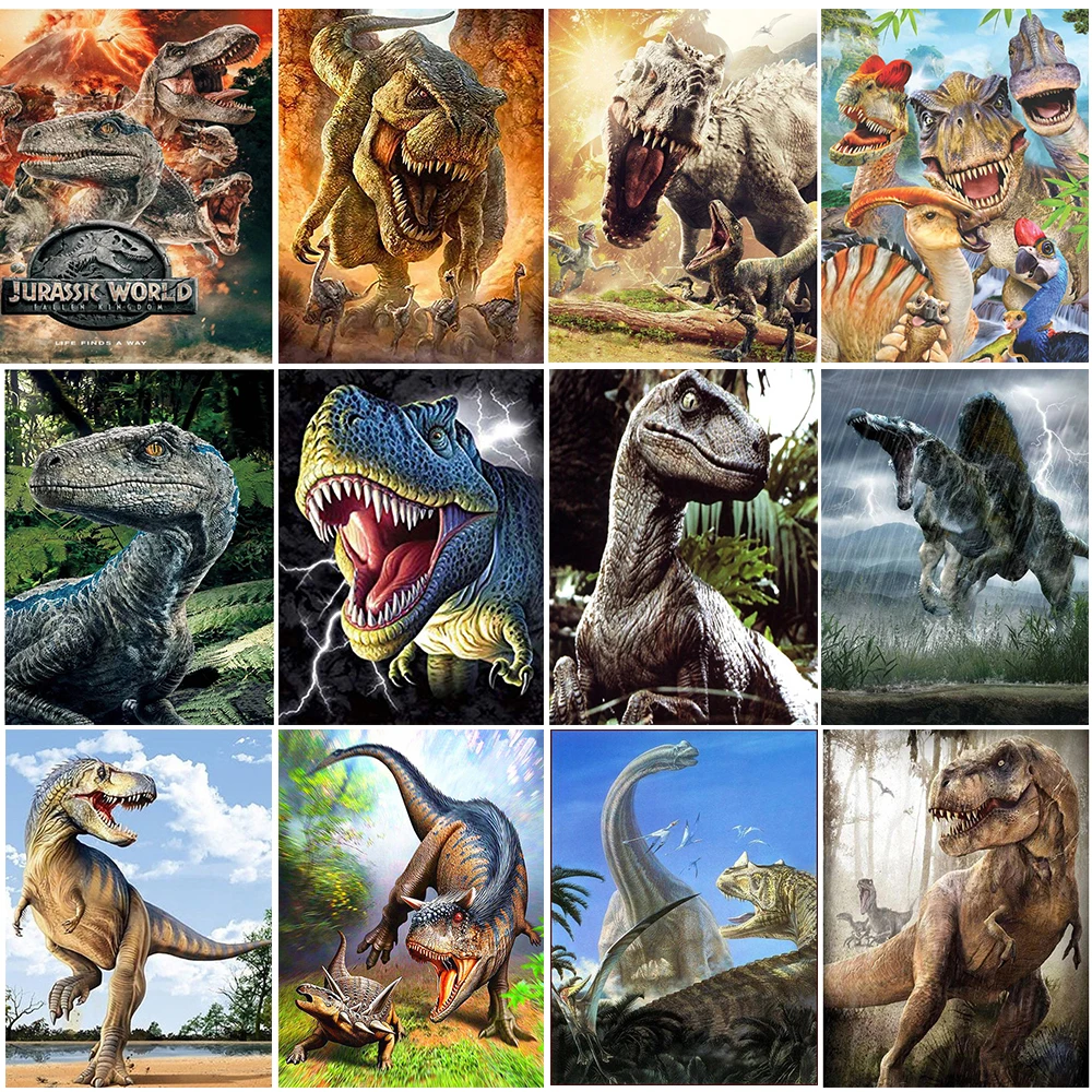 

5D DIY Diamond Painting Dinosaur Full Drill Square/Round Animal Diamond Embroidery Mosaic Rhinestone Pictures Home Decoration