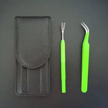 

Pet Stainless Steel Tick Removal Tweezers Dog Lice Clip Flea Bend Clip Green Spray Paint 2 Pieces