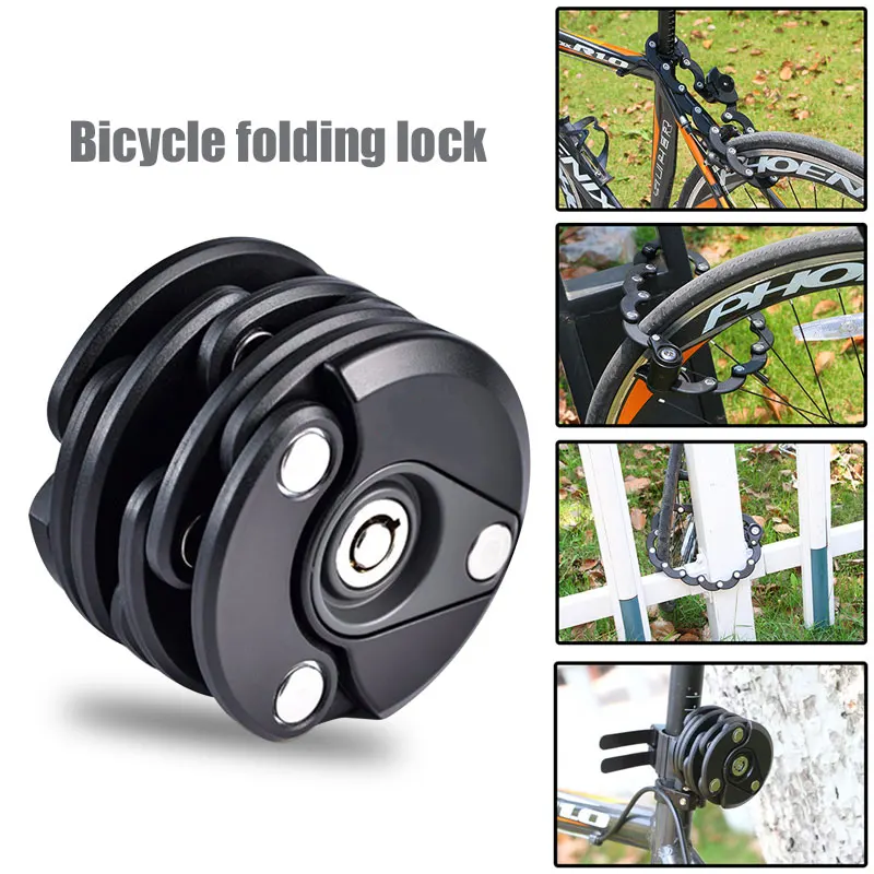  Bicycle Folding Lock Iron Frame Bikes Keys Fold Riding Anti-Theft Lock Bicycle Lock Safety Cycling 