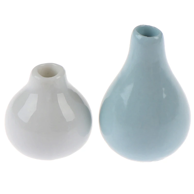 

2Pcs 1:12 Dollhouse Miniature Dollhouse Vases Art Vase Pot Exquisite Workmanship Baby DIY Furniture Toys Cute Style