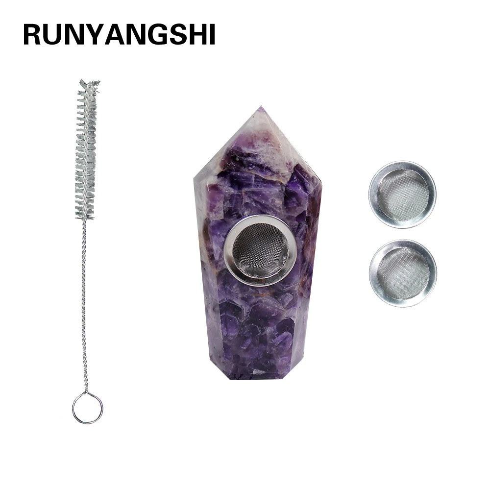 

Amethyst Small Smoking Pipe with Strainer Crystal Healing Crystal Natural Stones and Minerals Drop Shipping Runyangshi MZ02