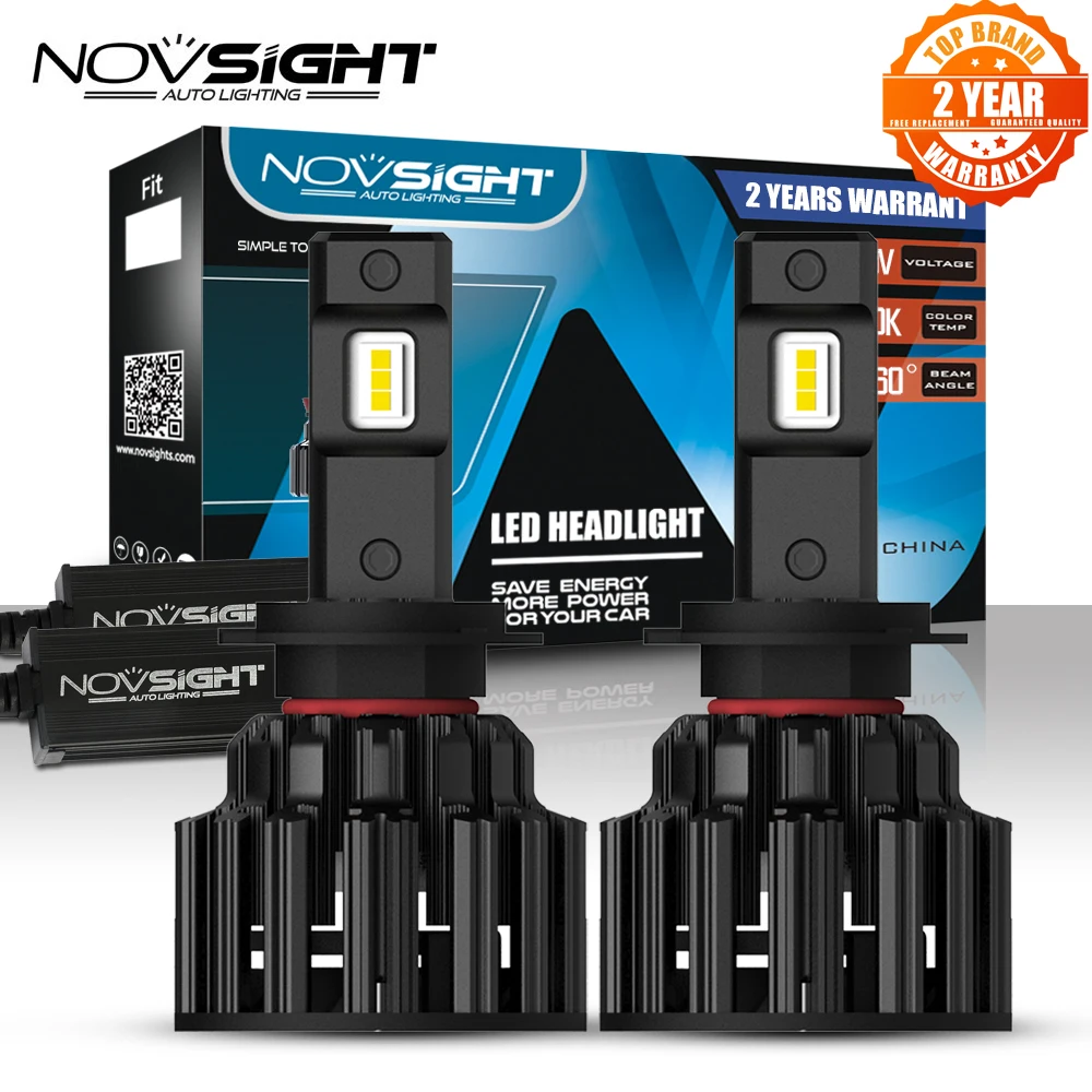 NOVSIGHT Led Car Headlight Bulbs H7 H4 H11 H8 H9 9005 9006 Auto Headlamp 100W 20000LM/90W 15000LM 6000K White Decoder Car Light