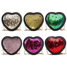 Сумки через плечо с блестками в форме сердца для девочек; сумки через плечо с цепочкой