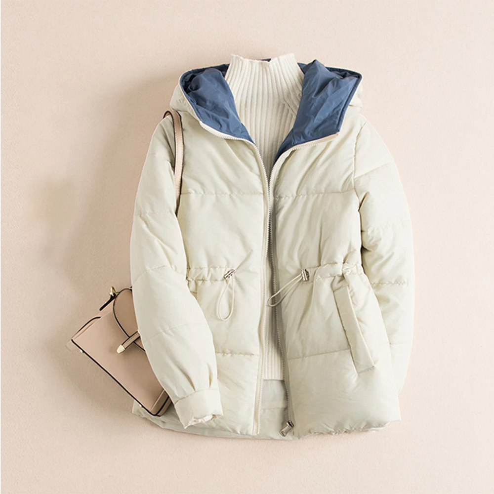 

Abrigos Mujer Invierno 2019 New Zipper Parka Short Cotton-padded Jacket Hooded Warm Winter Jacket Women Solid Winter Coat Womens