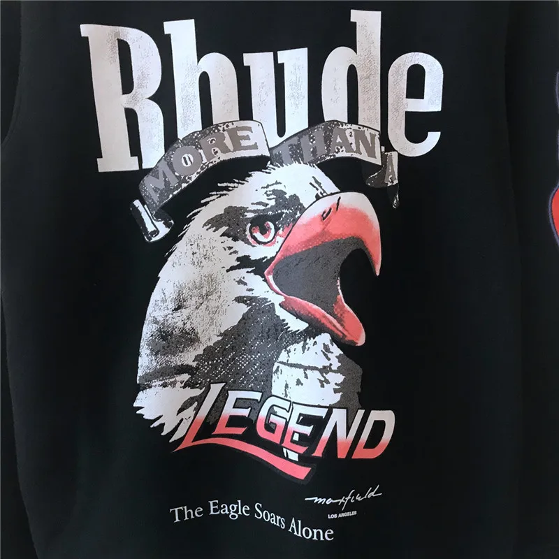 Для мужчин и женщин толстовки Rhude толстовки Legend Eagle Logo Rhude Толстовка LOSANGELS Kanye West Толстовка James уличная