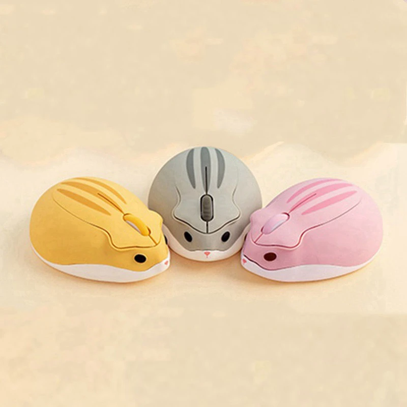 Optical Wireless Computer Mouse Cute Cartoon Anime Hamster Shape USB Mause Mini Small Ergonomic