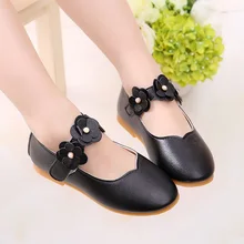 

1-11 Years Old Leather Girls Shoes Flower Wedding Party Shoes Baby Princess Shoes Children Flat Dress Shoes White Sandals