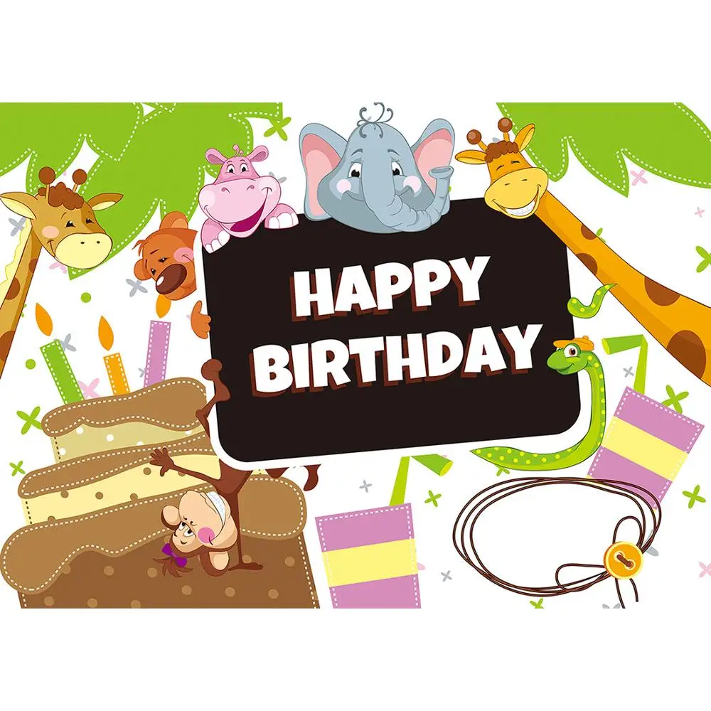 Photographic Backdrop Cartoon Animals Cake Drinks Custom Backgrounds Photo Studio for Baby Children Birthday Party Photoshoot |