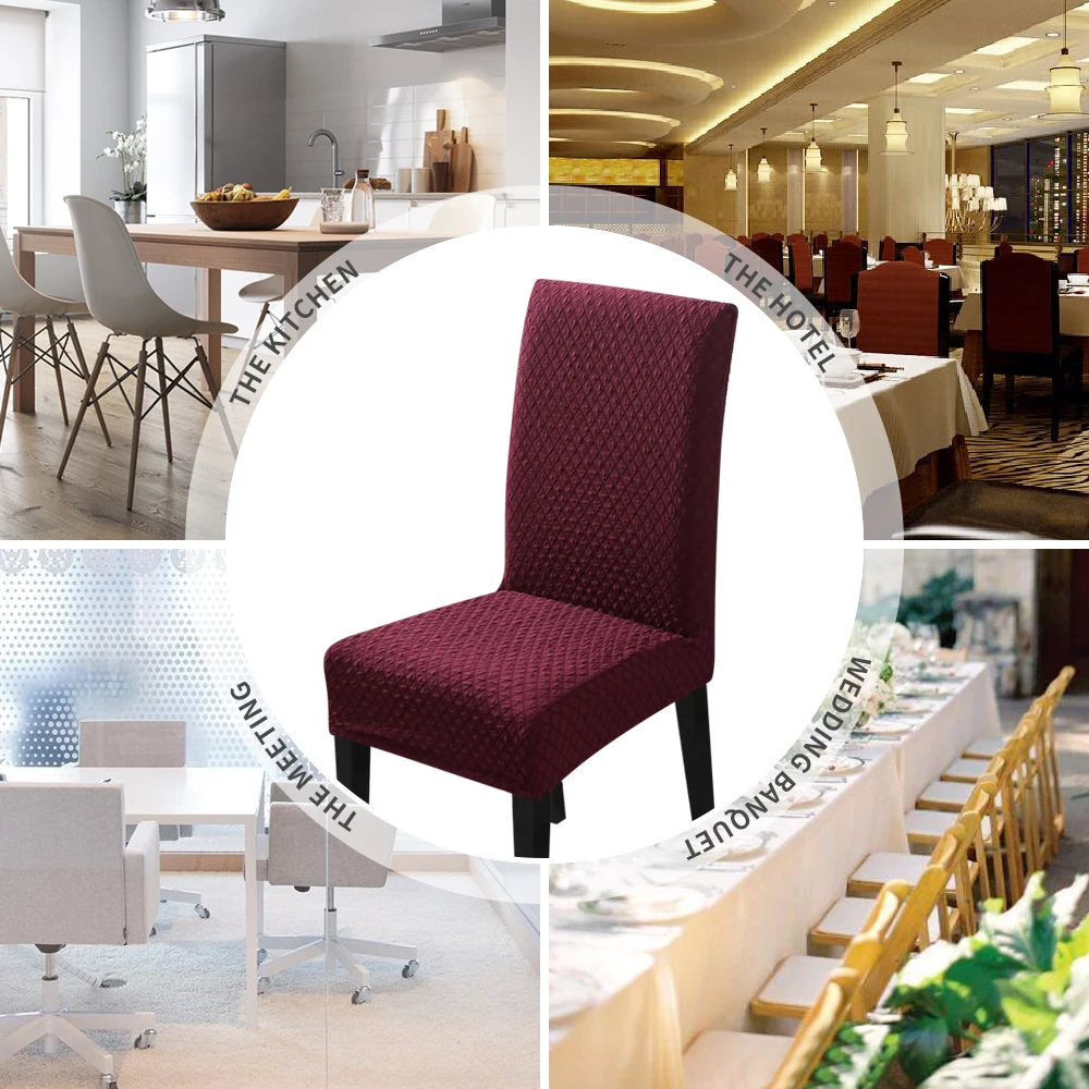 Knitting Jacquard Solid Color Big Chair Cover Thick Elastic Seat Chair Covers Stretch Slipcovers For Wedding Banquet Hotel