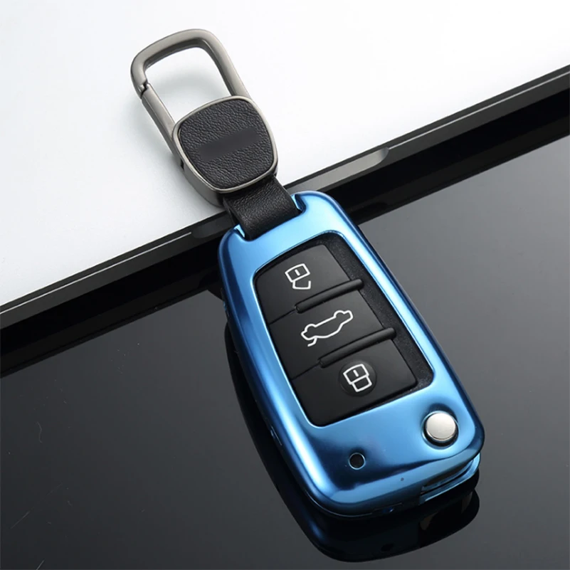 Type A-Royal Blue Новая Автомобильная дистанционная крышка смарт-ключа из алюминиевого сплава для Audi A1 A3 A4 Q3 Q5 Q7 S3 S4 S5 TT - Название цвета: Type A-Royal Blue