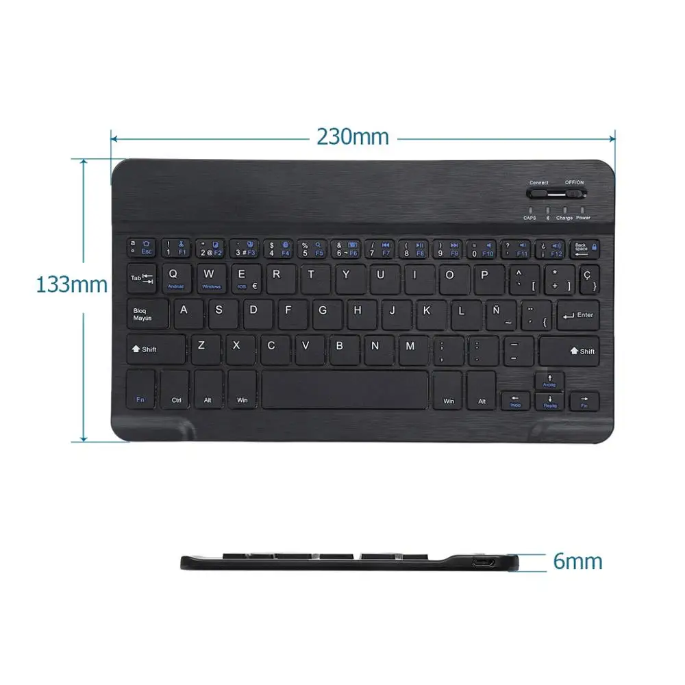 Wireless Bluetooth Keyboard 10 Inch Black White Color Keyboard For
