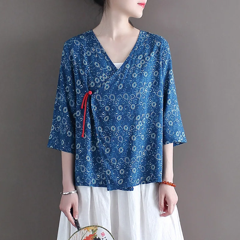 Women Loose Cotton Linen Printed Jackets Tops Ladies Chinese Style Handmade Button Coat Female 2020 Summer Outerwear | Женская одежда
