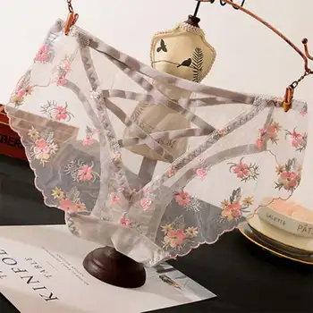 

Hot Sale Women Sexy See-Through Mesh Sheer Lace Panties Ladies Underwear Woman Transparent Low-Rise Cotton Briefs Intimat