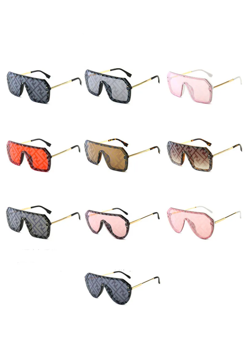 2019 Fashion F Letter Shield Style Rivets Sunglasses Modern Women Vintage Brand Design Sun Glasses