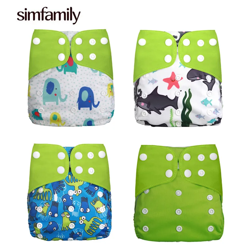 [Simfamily] 4 шт./компл. Регулируемый моющаяся ткань пеленки крышка многоразовые подгузники из ткани 0-2years, на Возраст 3-15 кг для малышей - Цвет: NO4