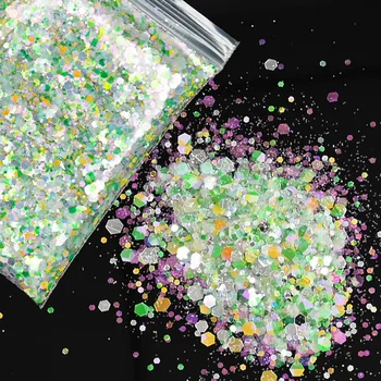 

500g/Bag Double-colors Sparkly Nail Glitter Mix Holographic AB Mixed Flakes Sequins Mirror Effect Paillette Glitter Powder PD89