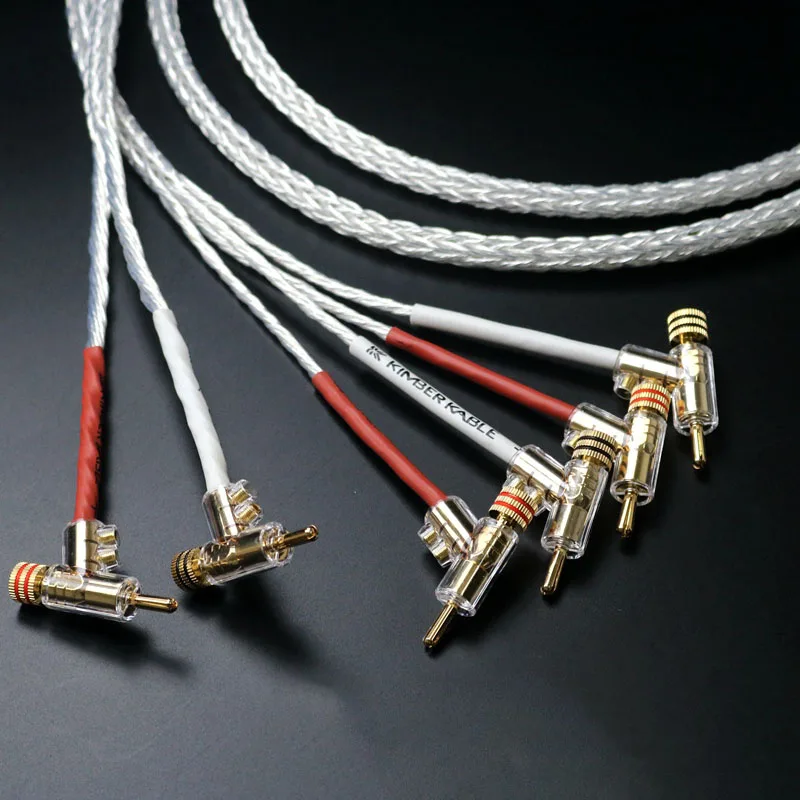 

8AG sterling silver fever level two pair four speaker cable, double line voice divider,2 to 4 banana speaker cable