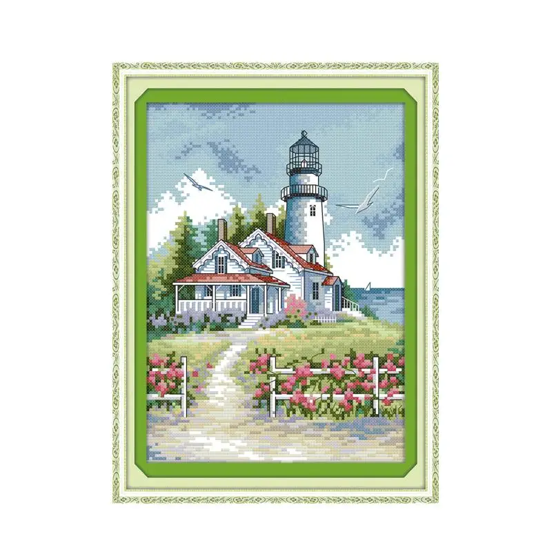 Lighthouse (2) cross stitch kit seaside building pattern pre stamped in fabric stitches embroidery DIY handmade needlework plus cross stitch kit