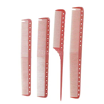 

4pcs/set Anti-static Red Hairdressing Comb Detangling Platic Straightening Comb Barber Hair Different Design Combs Set