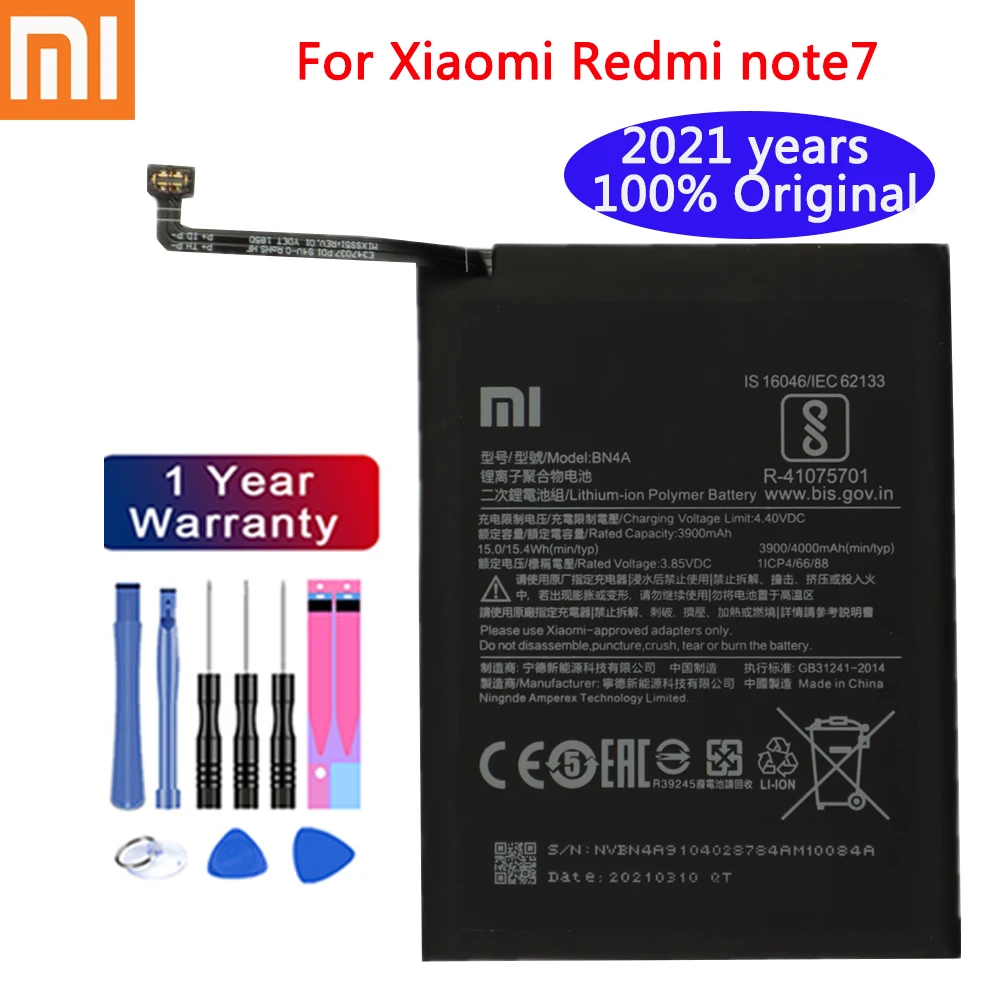 2021 оригинальный аккумулятор 4000 мАч BN4A телефонные Аккумуляторы для Xiaomi Redmi Note7 Note 7