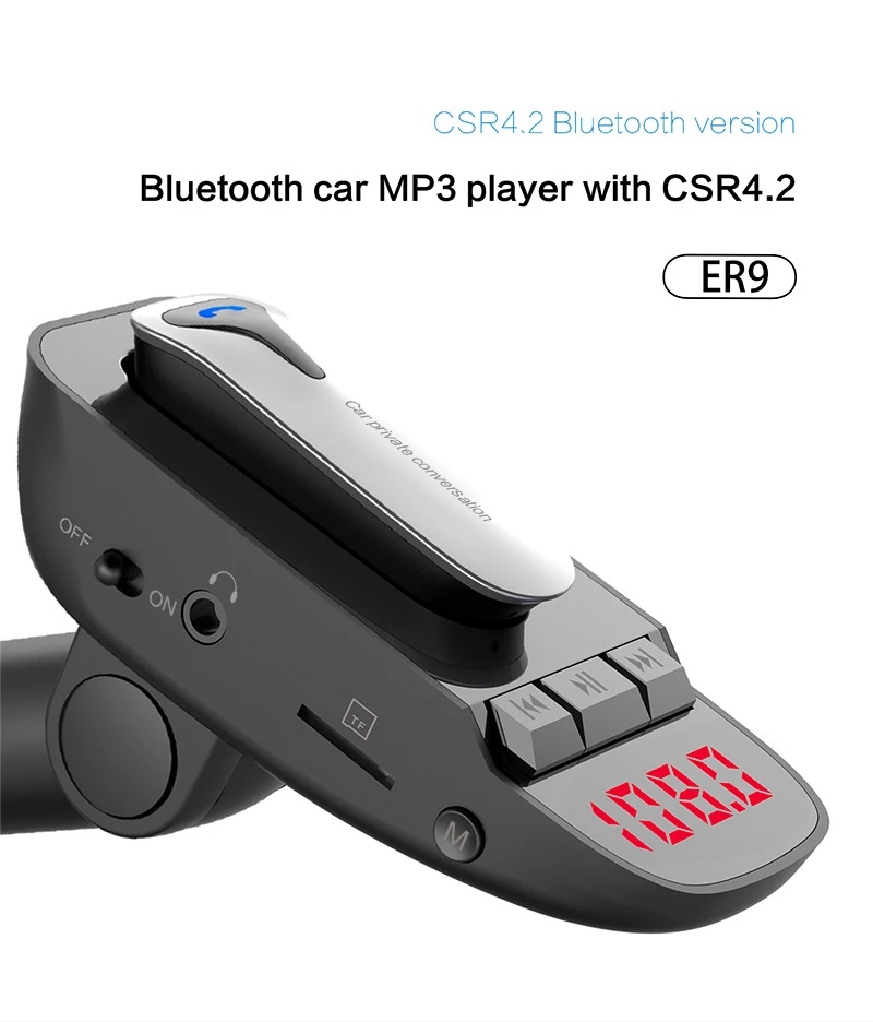Bluetooth Автомобильный MP3-плеер с CSR4.2 ER9 радио передатчик FM быстрое USB зарядное устройство для стайлинга автомобилей