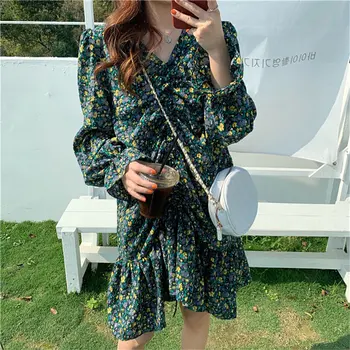 

Alien Kitty Sexy Elegance Gentle Vestidos Pleated 2020 Summer Girls Chic Women High Waist Feminine Florals Slim Mini Dresses