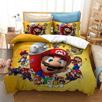 

3d Cartoon Mario Bros.bedding Set Children Cute Character Duvet Cover Set with Pillowcase Twin Full Queen King Bedclothes 01