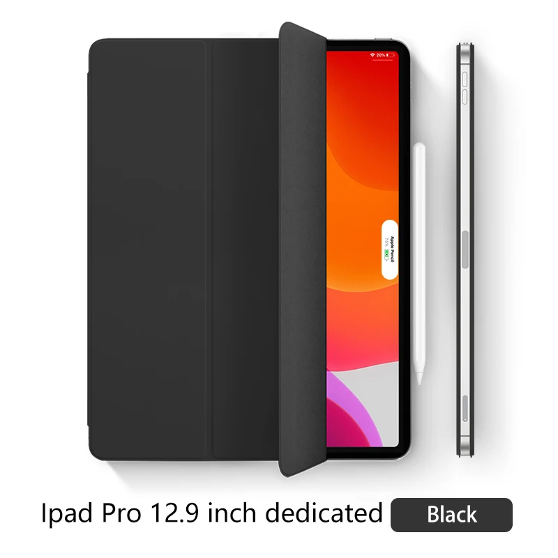 black for 12.9 inch Arvin чехол для Apple iPad Pro, 11 дюймов/12,9 дюймов, кожаный чехол с магнитным притяжением, обновленная трехслойная подставка, с прорезями для карандашей - Цвет: black for 12.9 inch