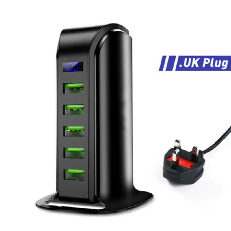Для USB ЗУ для мобильного телефона UK/US/EU штекер 5 портов USB штекер зарядная станция Док-станция Подставка настольное зарядное устройство концентратор