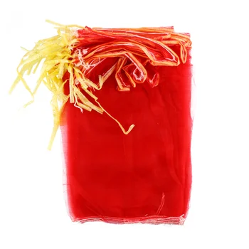

100pcs Simple Plastic Durable Gauze Bag Vegetable Storage Bag Drawstring Packaging Bundle Pocket for Fruits Sweet Potato Walnut