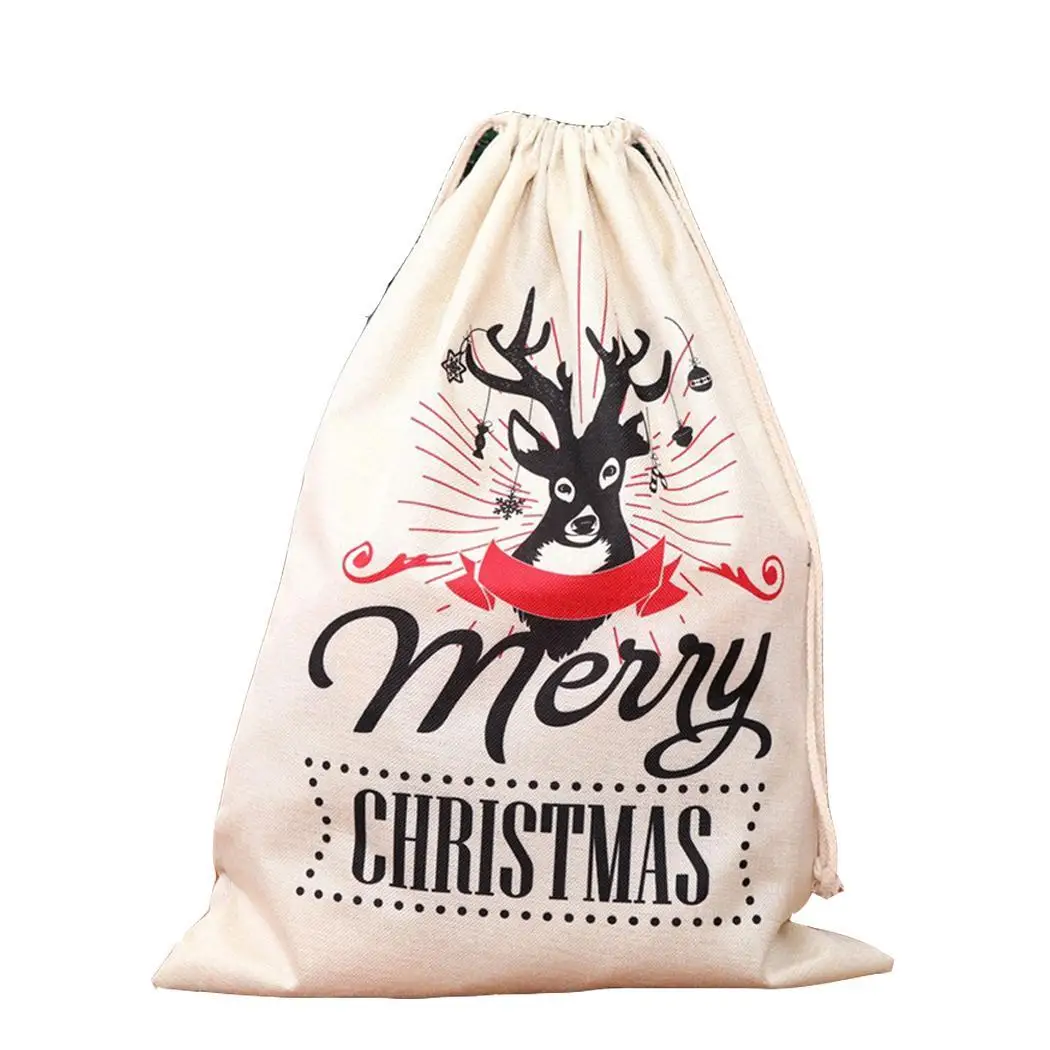 

Large Christmas Gift Bag Reusable Canvas Christmas, Interior Compartment 1 Bag for Grocery Shopping Square