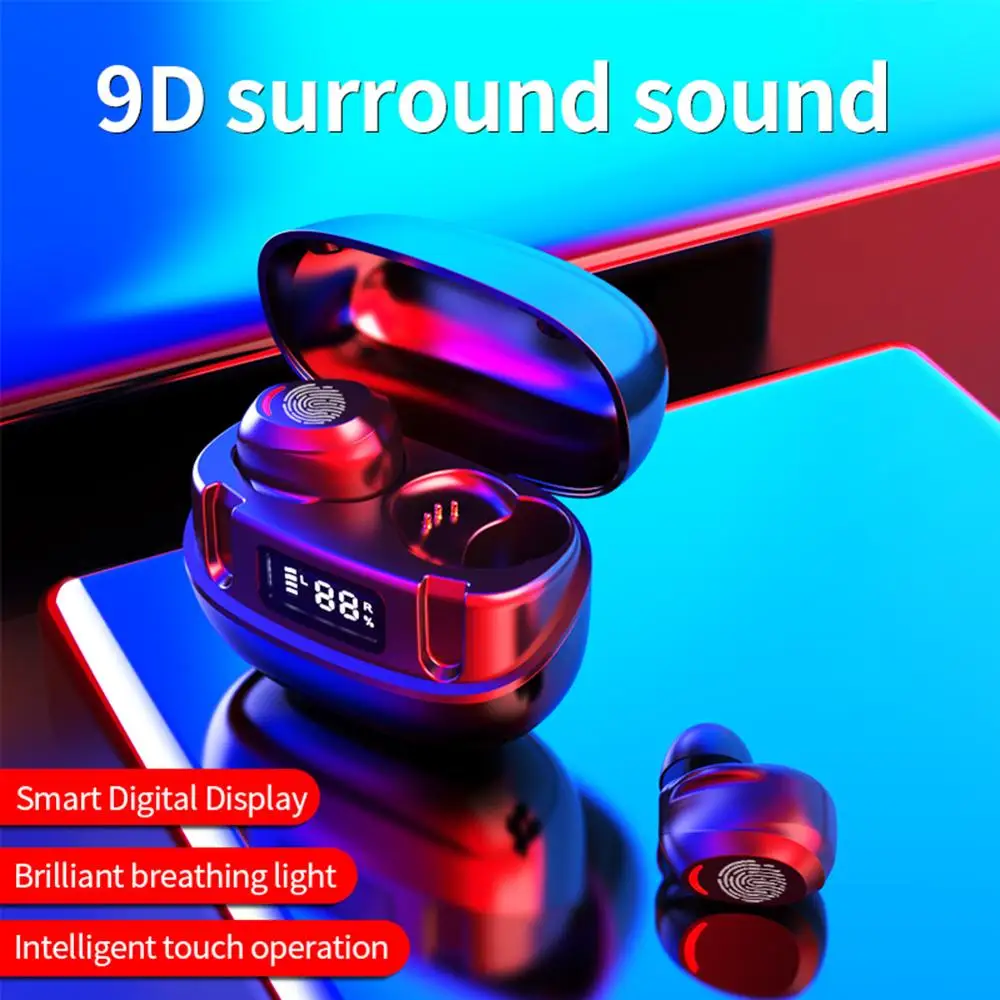 

Wireless Earphones LED Display Waterproof Headphone With Microphone TWS Wireless Bluetooth 5.0 Stero Sound Sports Headset