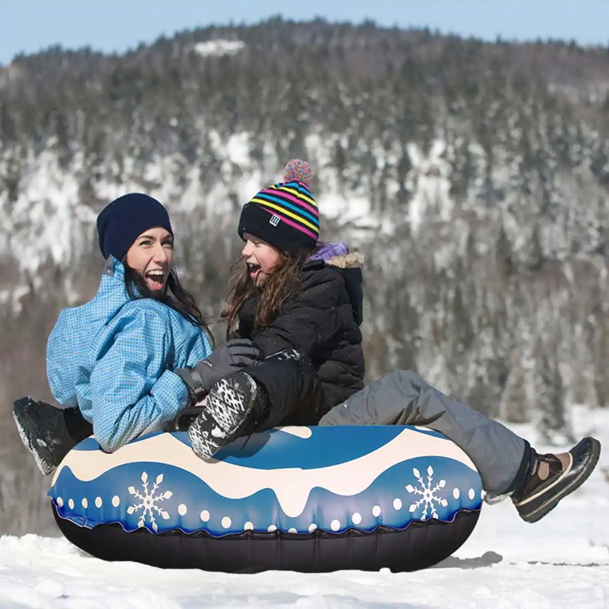 Floated Skiing Board PVC Winter Inflatable Ski Circle With Handle Durable Children Adult Outdoor Snow Tubes Skiing Accessories