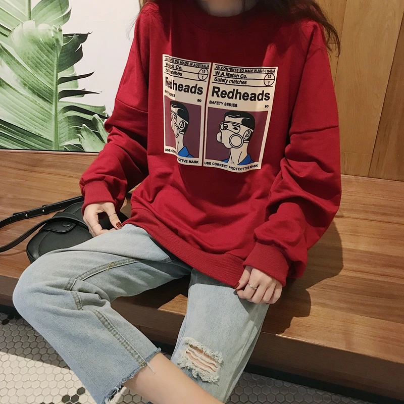 

Fashion Sweatshirts Hoodies For Women Autumn Clothing Korean Ulzzang Harajuku Funny Long Sleeve Sweatshirt Female Pullovers Tops